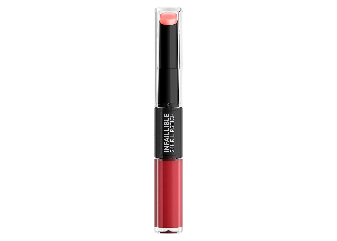 L'Oréal Paris, Infallible 24hr Lipstick, labial de larga duración de dos pasos: líquido y balsamo, Tono 502 Red to Stay