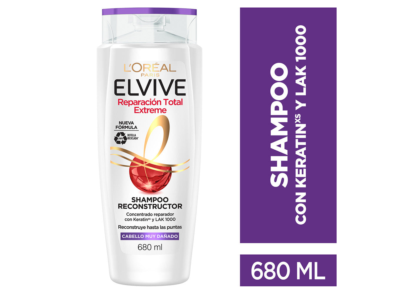 L'Oreal Paris Shampoo, Reparacion Total Extreme Elvive, 680 ml