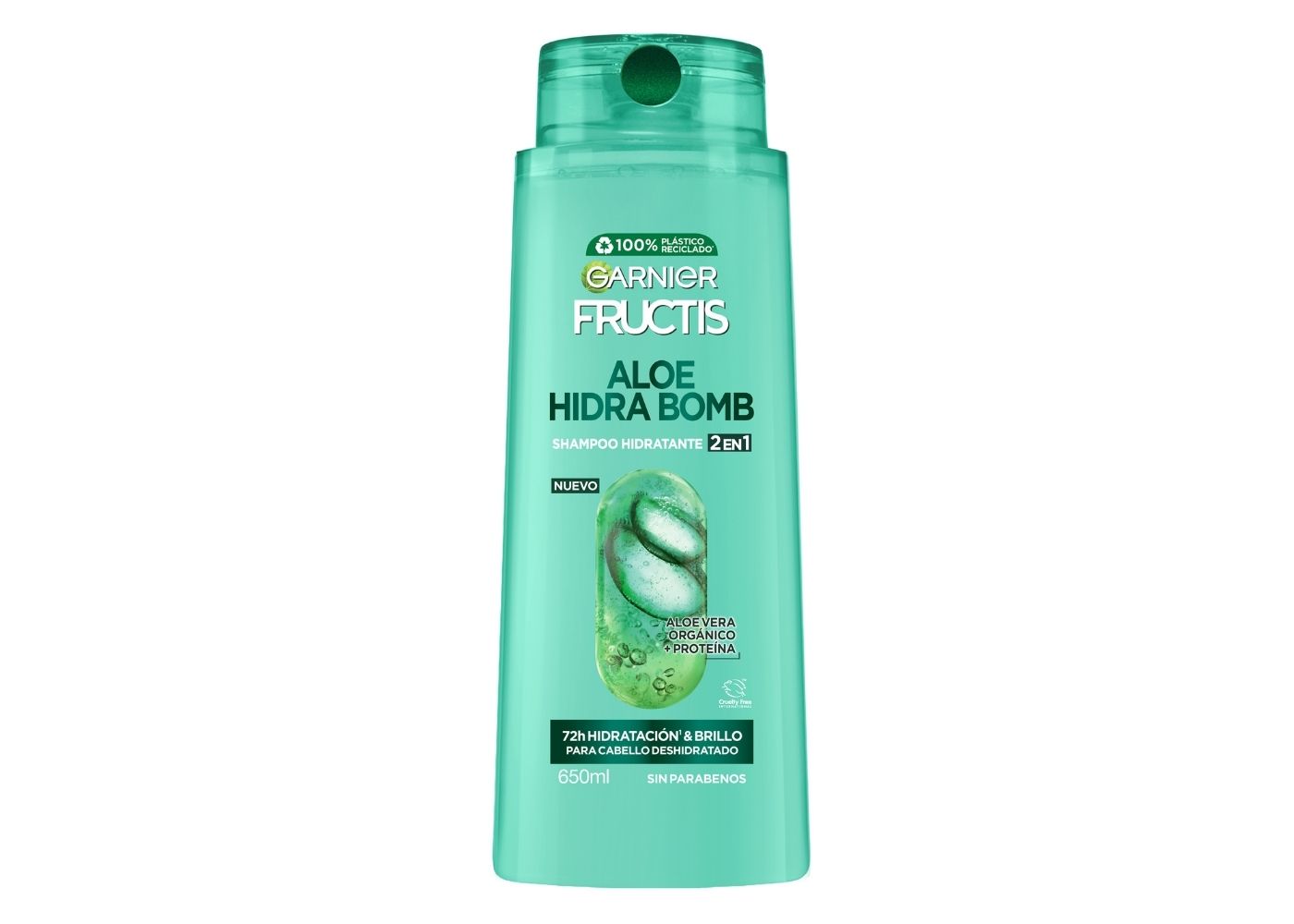 Garnier Fructis Shampoo 2 en 1, Aloe, 650 ml