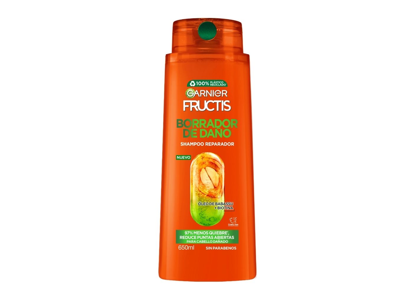 Garnier Fructis Shampoo Borrador de Dano Largo Perfecto, 650 ml