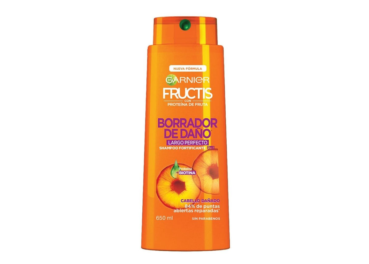 Garnier Fructis Shampoo 2 e n1 Borrador de Dano Largo Perfecto, 650 ml