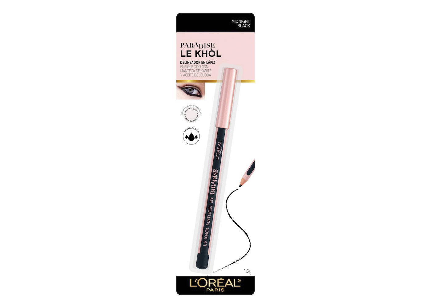 L'Oréal Paris, Delineador de Ojos en Lápiz, Paradise Le Khol, Midnight Black