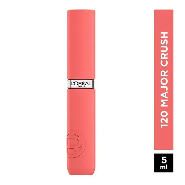 L'Oréal Paris, Infallible Le Matte Resistance, Labial Líquido Mate Larga Duración 16hr, Color Intenso con Ácido Hialurónico, Tono Major Crush 120, 5ml