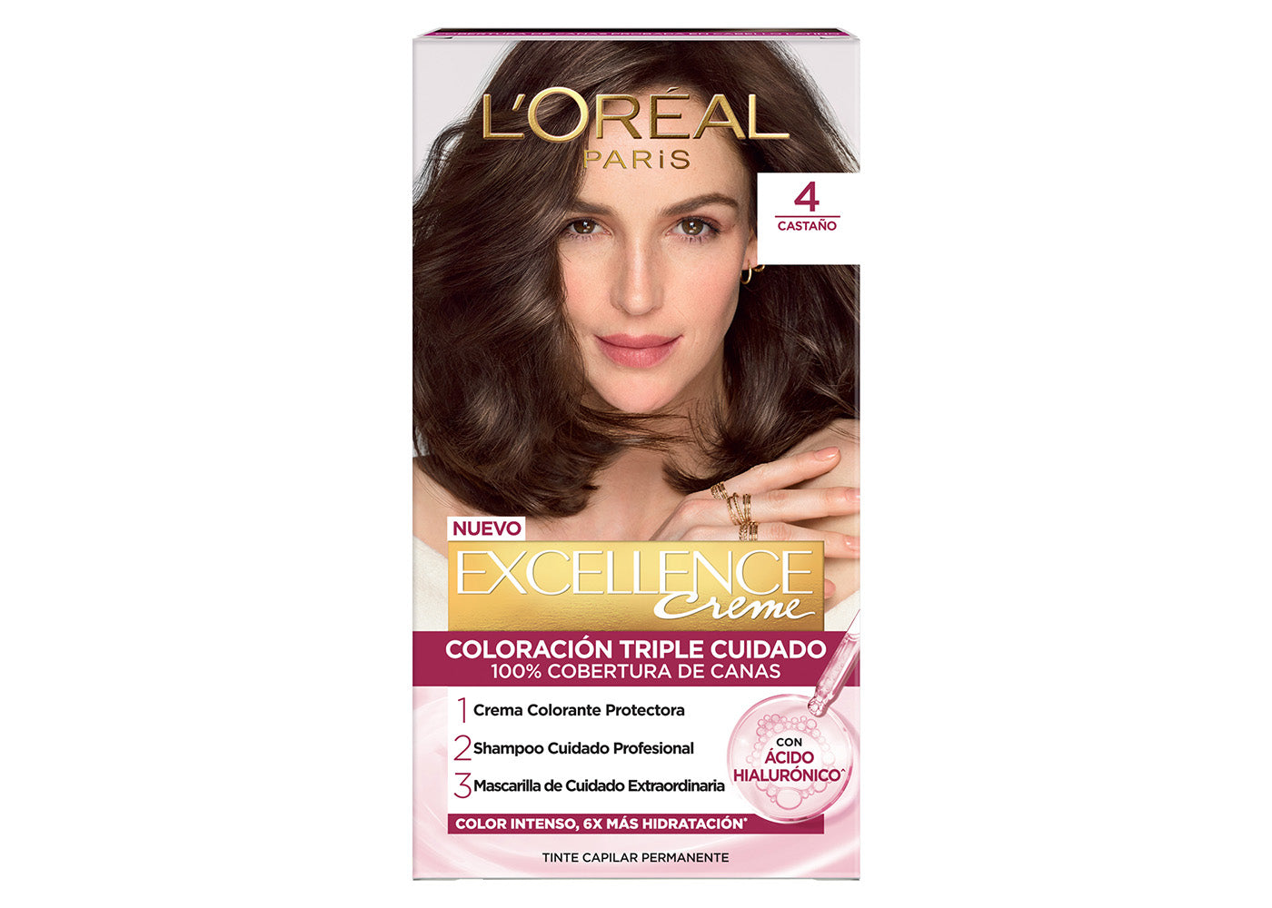 Tinte para cabello Excellence L'OrÃ©al Paris 4 CastaÃ±o