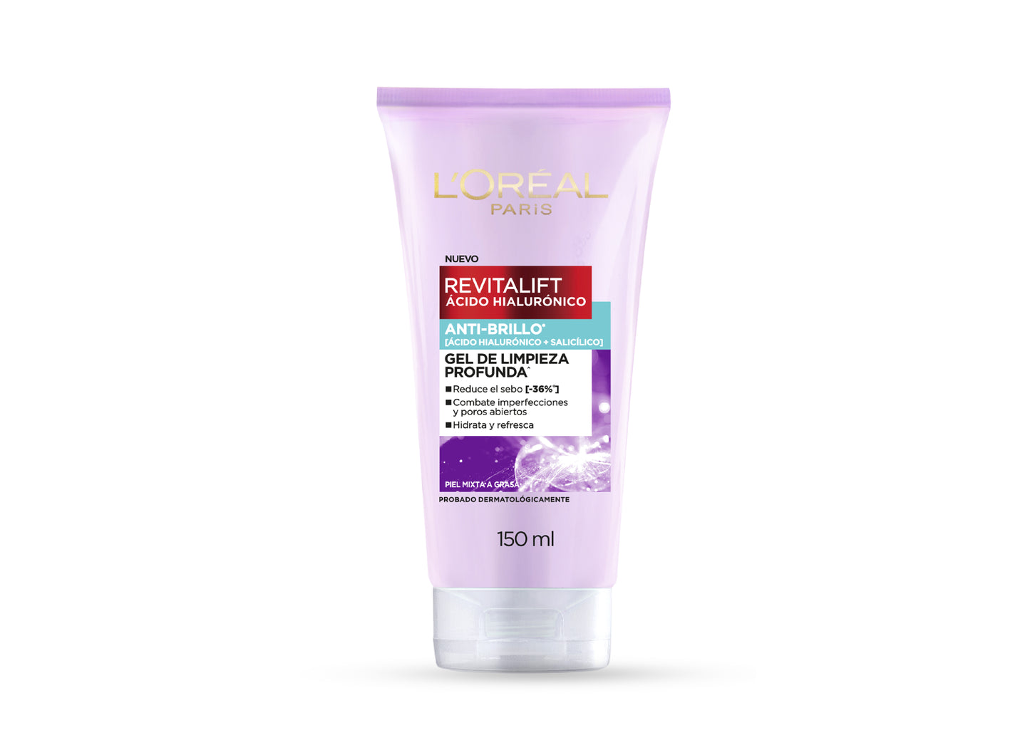 L'Oreal Paris Revitalift Ãcido HialurÃ³nico Gel Limpieza Control De Brillo, 150Ml