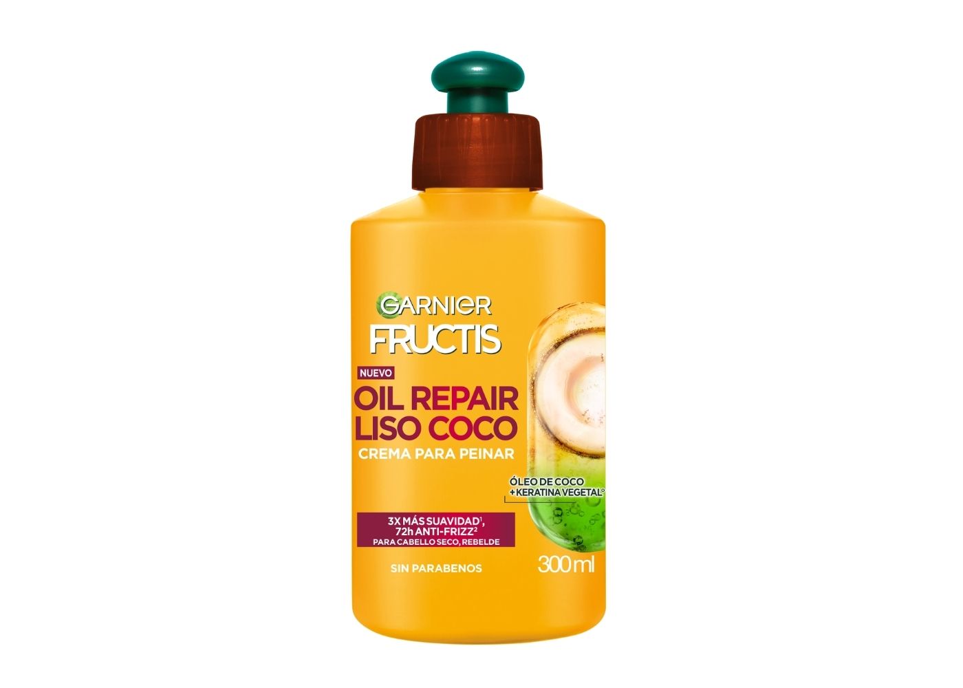 Garnier Fructis Crema para Peinar Oil Repair Liso Coco, 300 ml