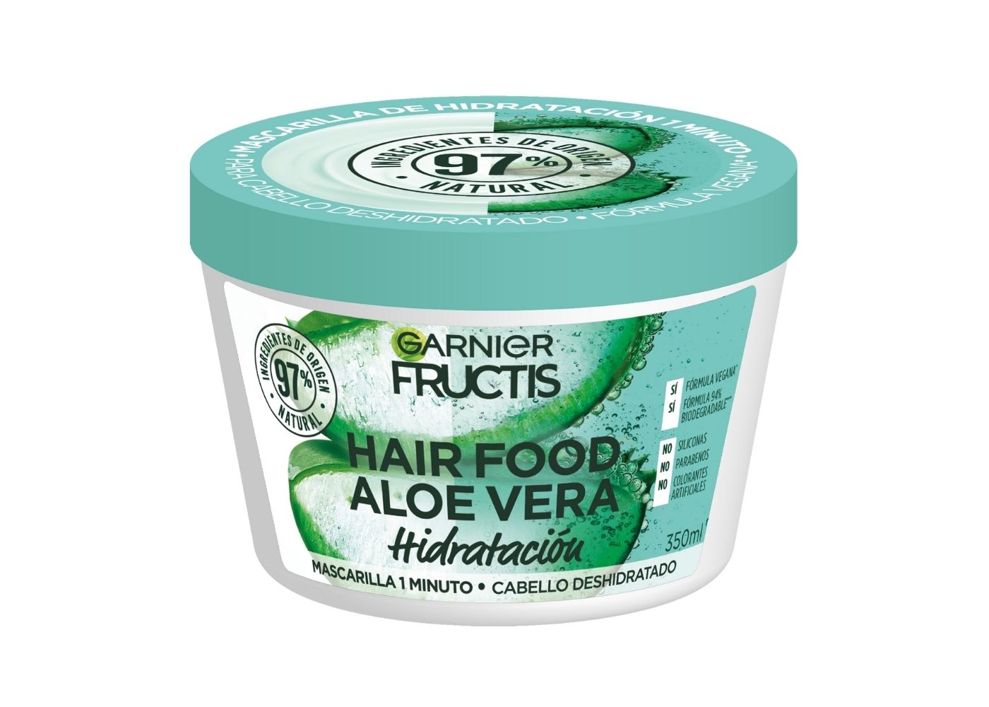 Garnier Fructis H5537200 Mascarilla para Cabello Natural Vegana Anti Frizz con Fructis Hair Food, Verde, 350 ml