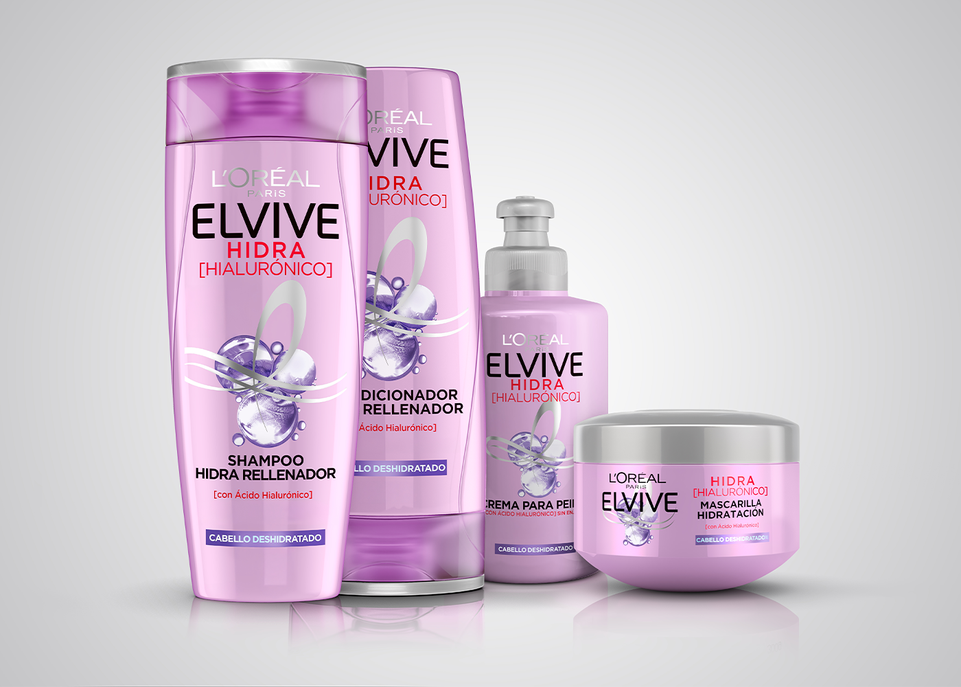 L'Oreal Paris Shampoo + Acondicionador + Crema para peinar + Night creme, Hialuronico, 680 ml