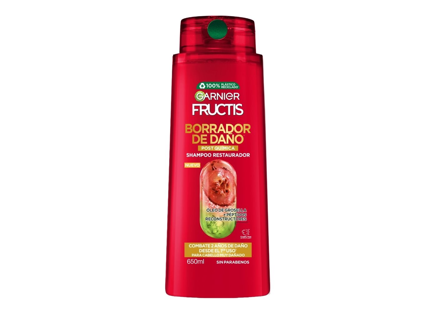 Garnier Fructis Shampoo Borrador de Dano Post Quimica, 650 ml