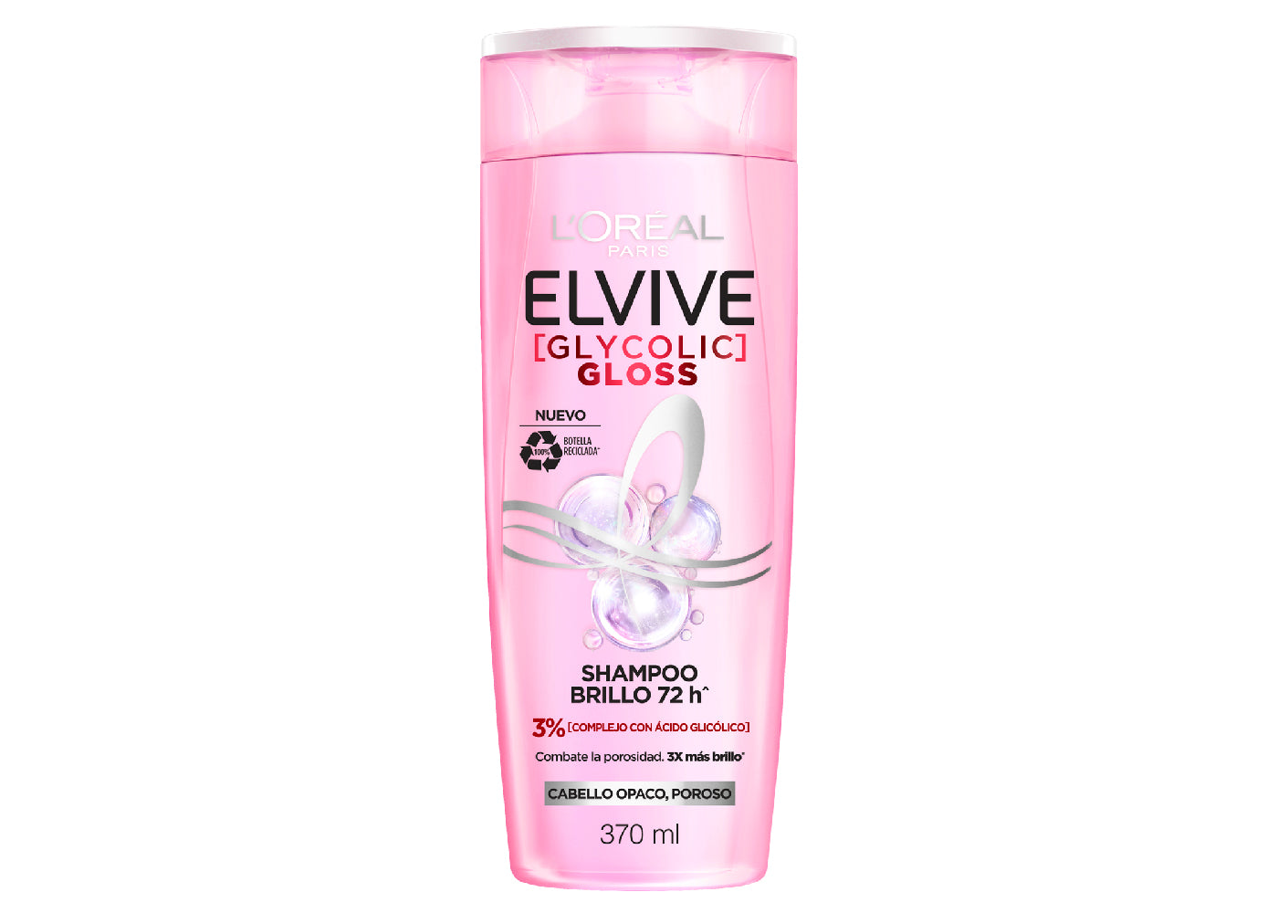 L'OrÃ©al Paris Elvive ChampÃº Glycolic Gloss, con Ãcido GlicÃ³lico, 370 Ml, 1 unidad
