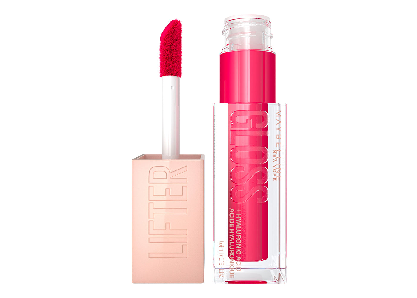 MAYBELLINE Gloss de larga duración con Ácido hialurónico, Lifter Gloss Candy Drop Bubblegum, 5.4ml