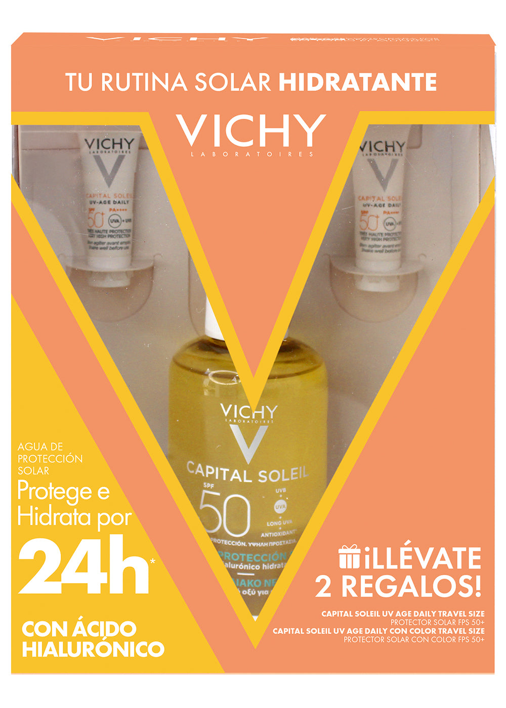 Rutina hidratante Vichy con Agua Solar Protectora FPS 50