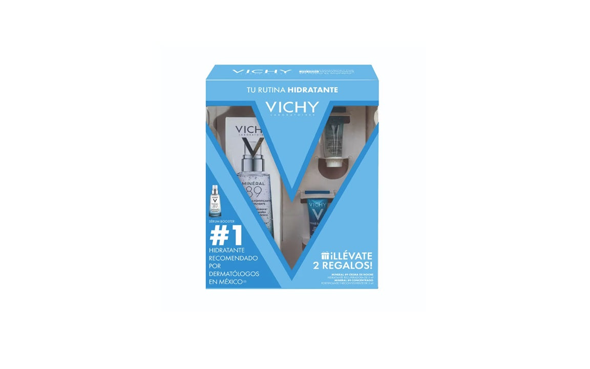 Vichy Kit Mineral 89 Booster 50 ml + Crema de Noche 3 ml + Concentrado Hidratante y Fortalecedor 5 ml