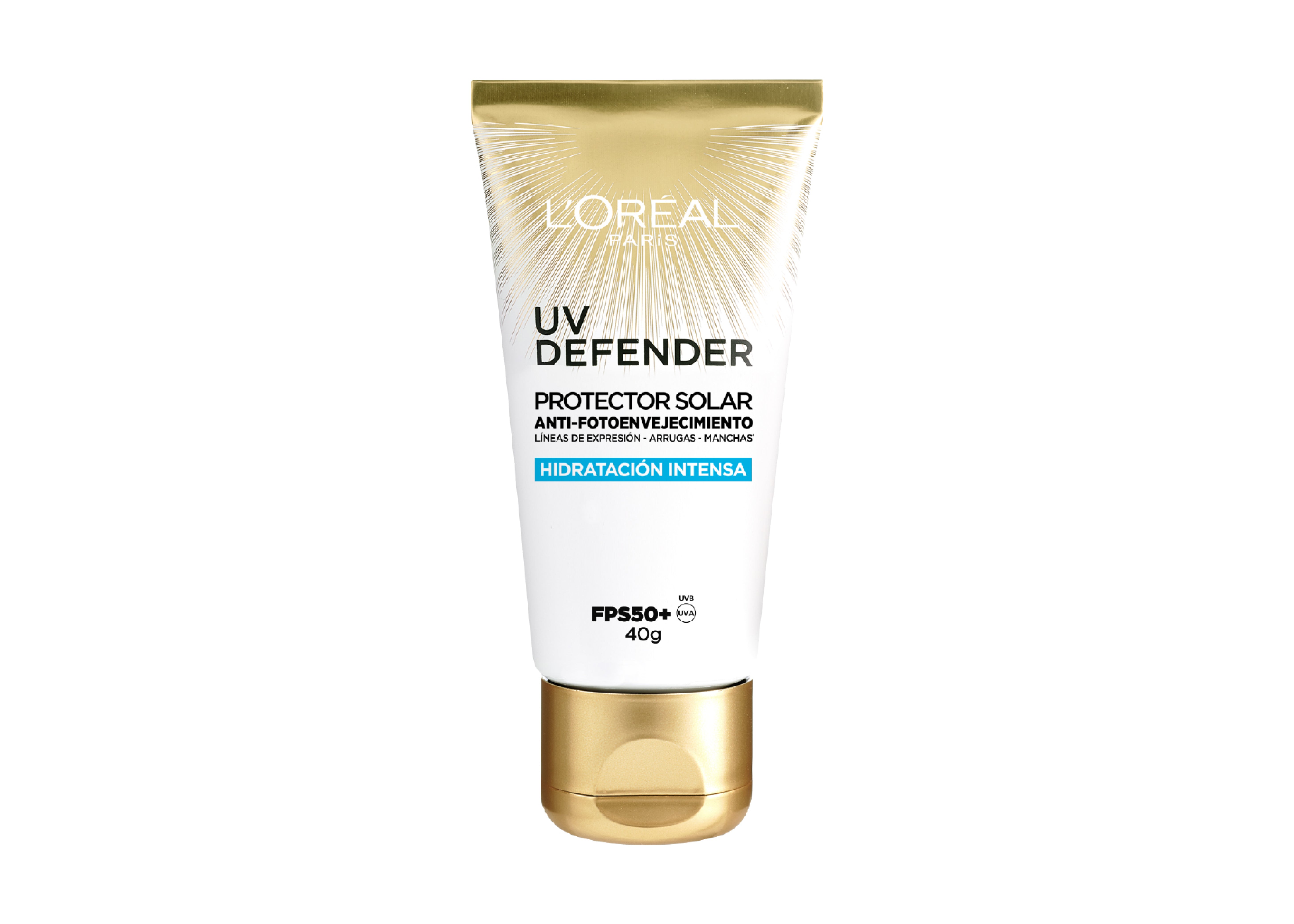 L'Oreal Paris bloqueador solar FPS 50+ L'OrÃ©al Paris UV Defender hidrataciÃ³n intensa, 40ml