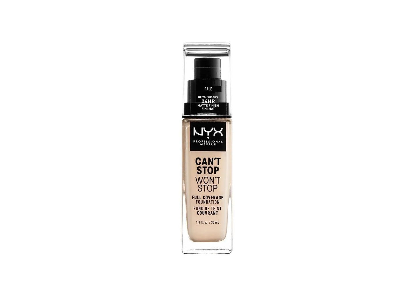 Nyx Professional Makeup Base Maquillaje Liquida Can't Stop Won't Stop, Tono Natural